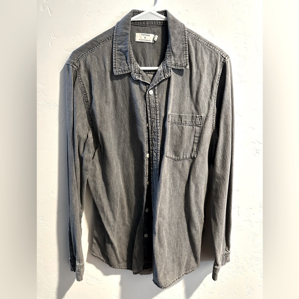 Topman Grey Chambray Shirt